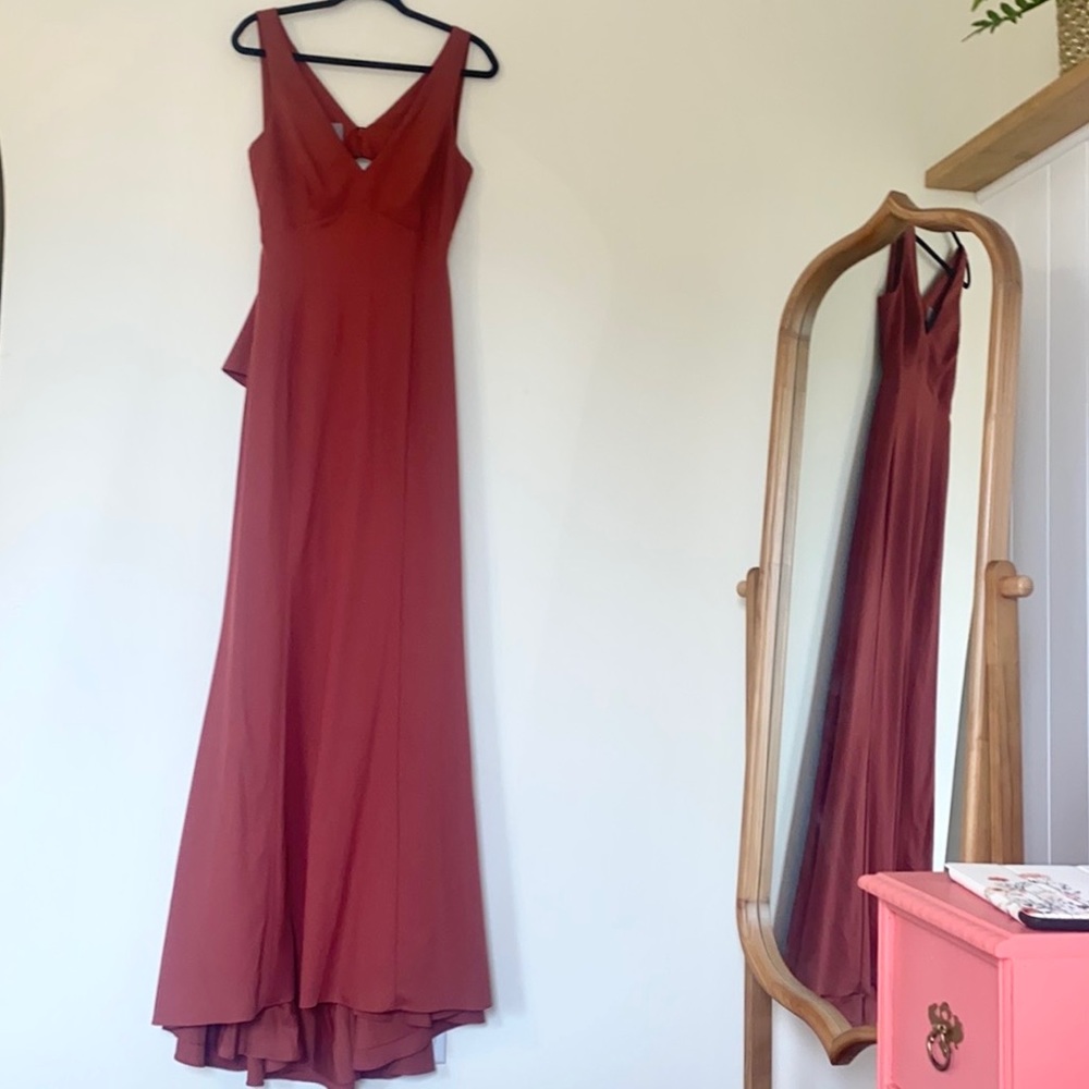 NWT Amsale Gwyneth Crepe Bridesmaid Formal Dress SZ 8